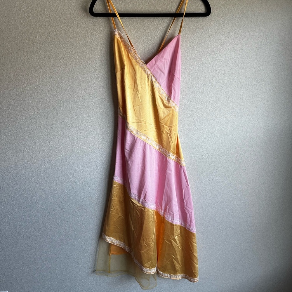 Dolls Kill Pink and Yellow Midi Dress